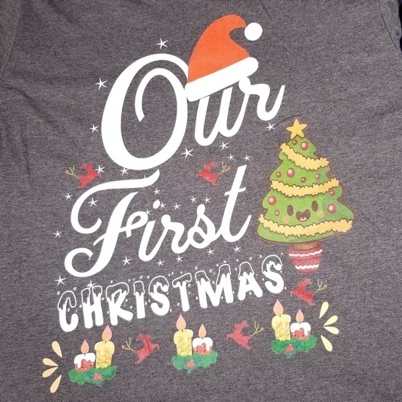 Our First Christmas Gray Short Sleeve Graphic T-Shirt Size XL - Picture 2 of 5